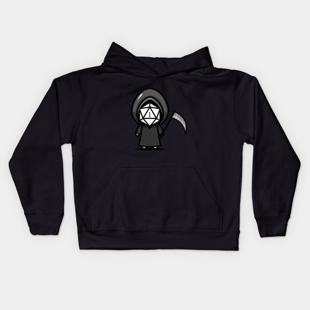 Halloween Grim Reaper Critical Fail Polyhedral D20 Dice Kids Hoodie by pixeptional